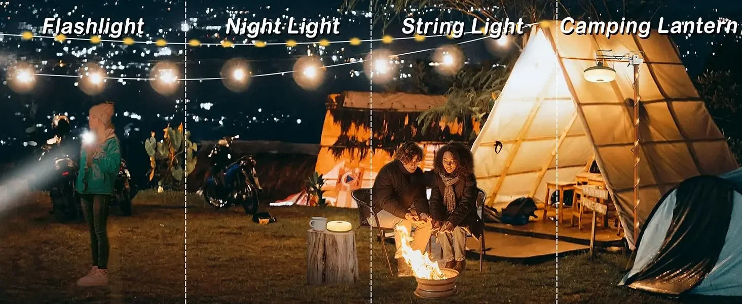 4-in-1 Camping Light LED Reel String Lights Outdoor USB Camping Lamp Recyclable LED Night Light For Garden Tent Room Decor